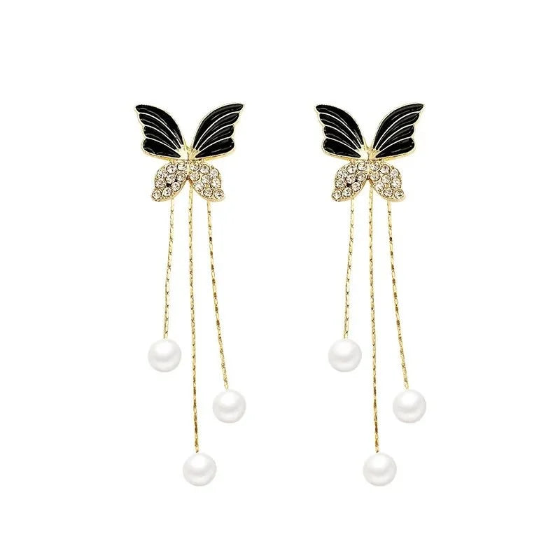 Korean Stone Studded Drop Earrings