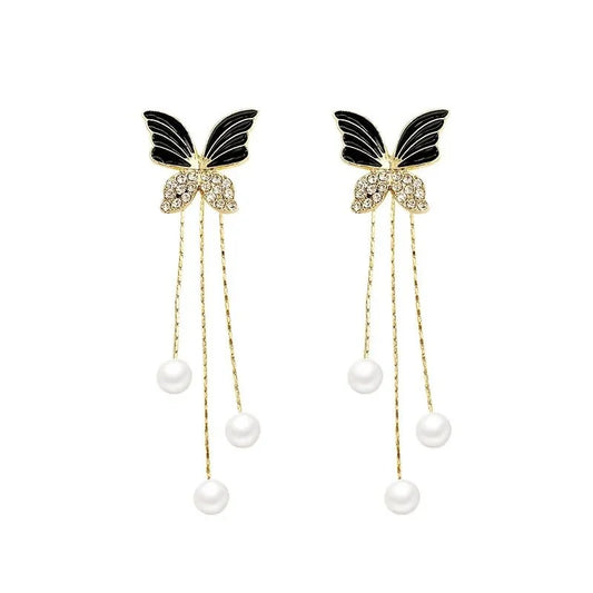 Korean Stone Studded Drop Earrings
