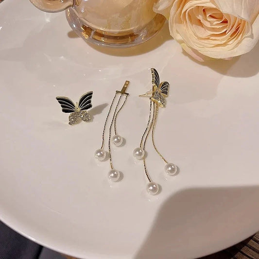Korean Stone Studded Drop Earrings