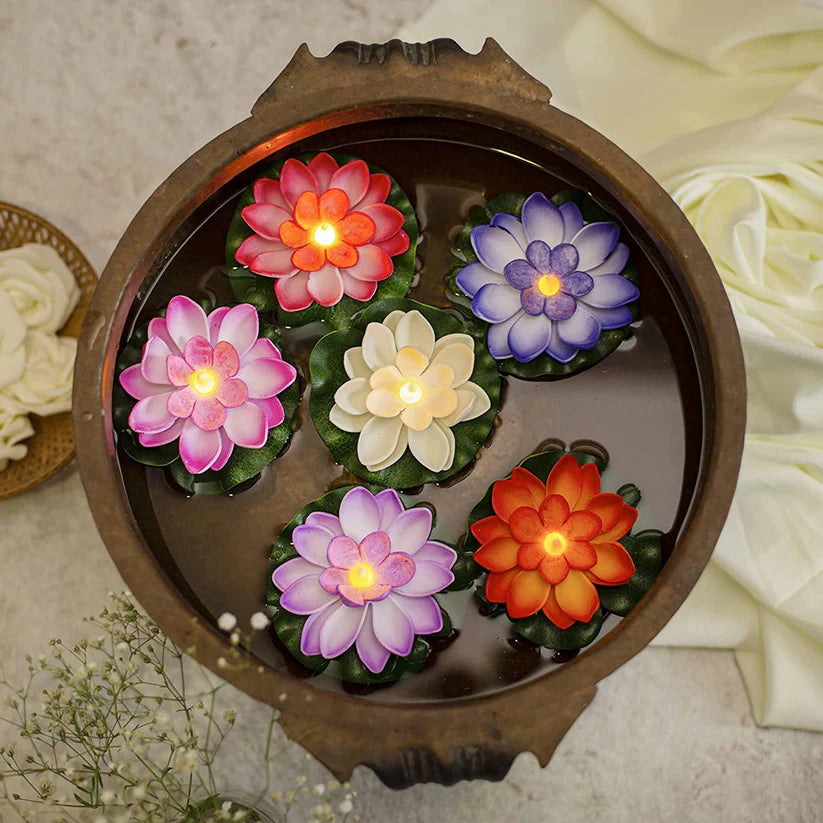 Floating LED Lotus Candles – Pack of 6