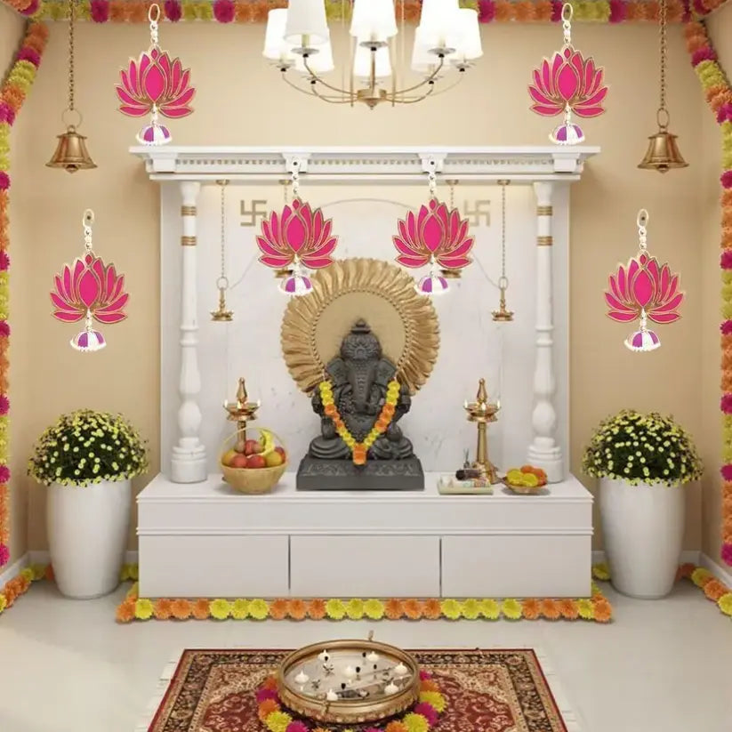 Pink Lotus Wall Hanging Decor (6 Pcs)
