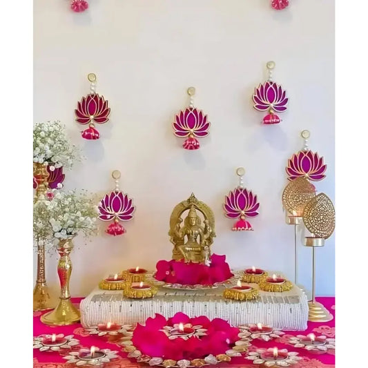 Pink Lotus Wall Hanging Decor (6 Pcs)