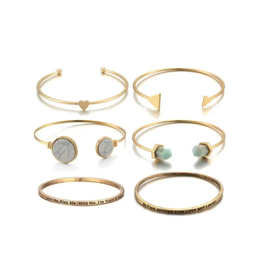 Set of 6 Gold-Plated Bracelets