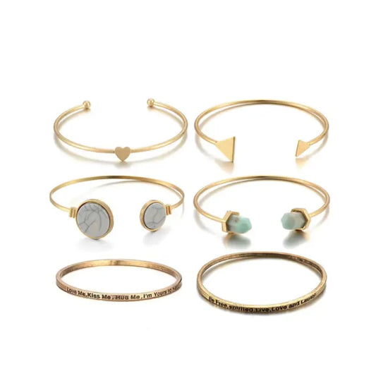 Set of 6 Gold-Plated Bracelets