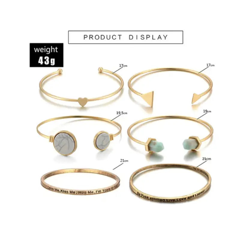 Set of 6 Gold-Plated Bracelets