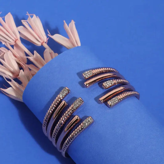 Rose Gold Plated Stone Studded Cuff Bracelet