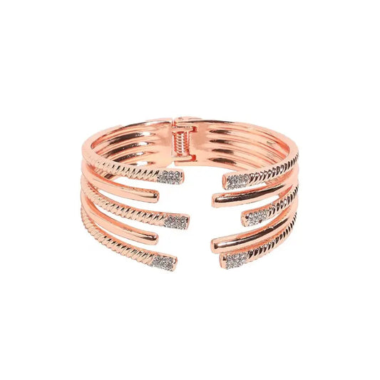 Rose Gold Plated Stone Studded Cuff Bracelet