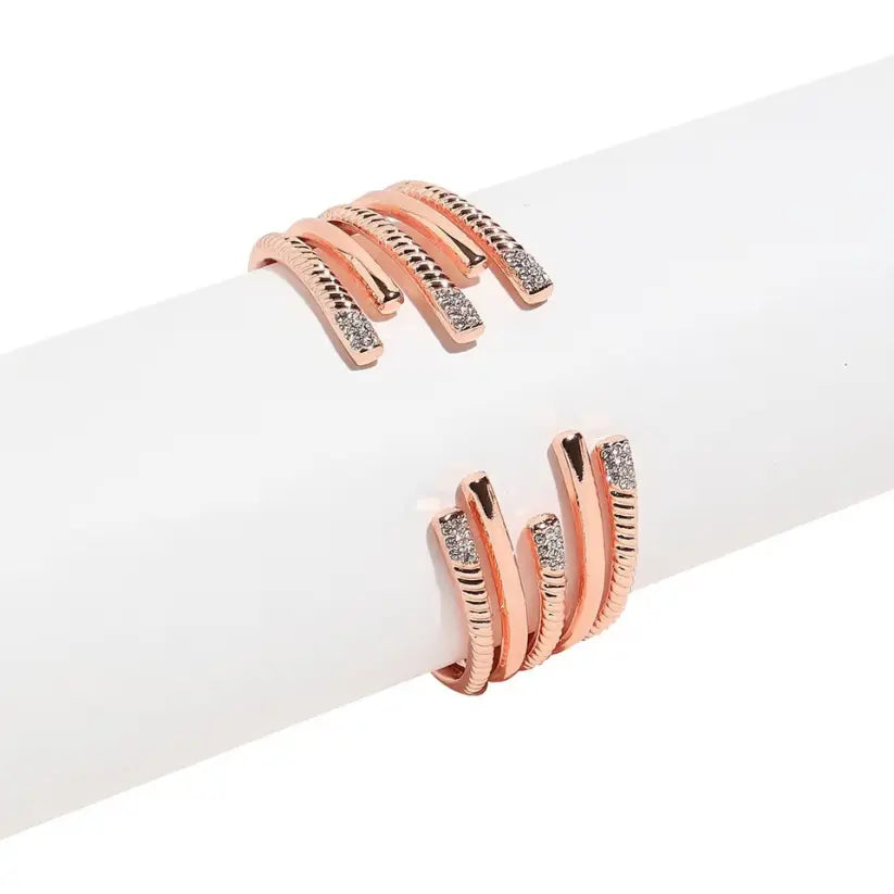 Rose Gold Plated Stone Studded Cuff Bracelet