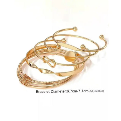 Gold-Plated Cuff Bracelet Set (5-Piece)