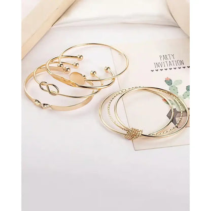 Gold-Plated Cuff Bracelet Set (5-Piece)