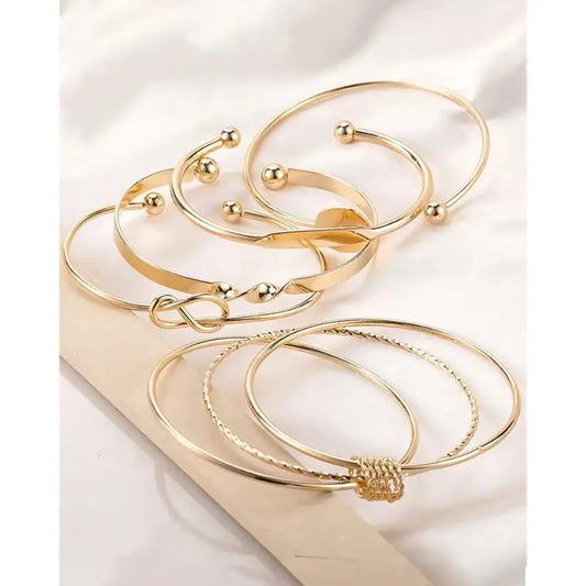 Gold-Plated Cuff Bracelet Set (5-Piece)