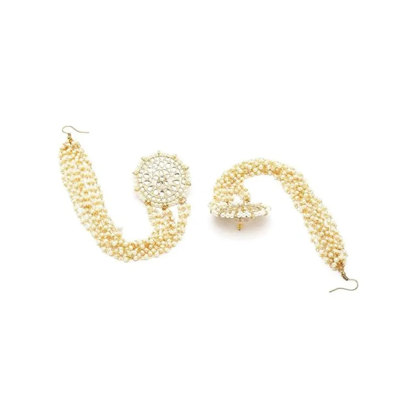 Gold-Toned & White Classic Studs Earrings