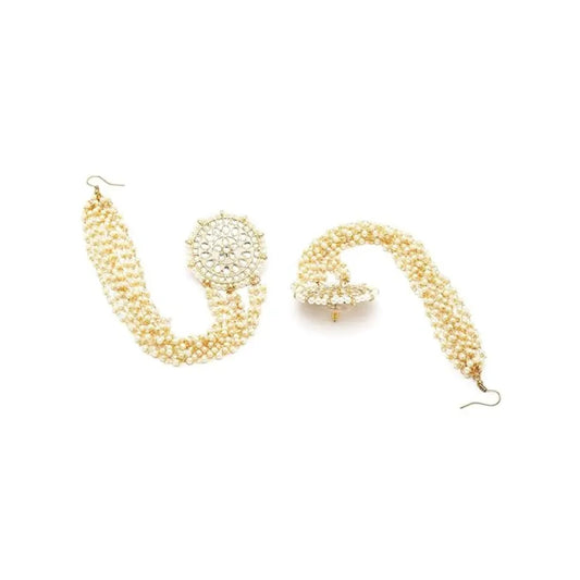 Gold-Toned & White Classic Studs Earrings