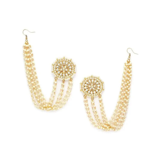 Gold-Toned & White Classic Studs Earrings