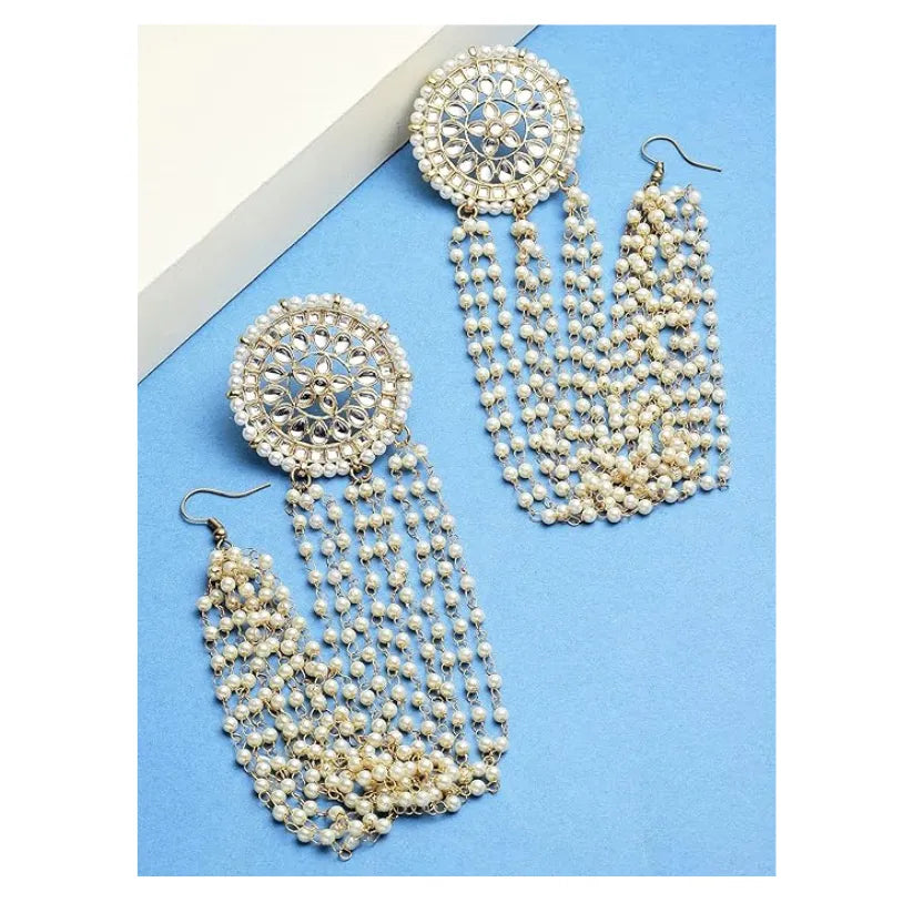 Gold-Toned & White Classic Studs Earrings