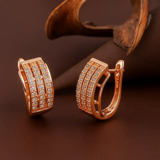 Rose Gold American Diamond Huggie Earrings