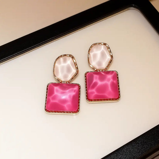 Crystal Square Drop Earrings
