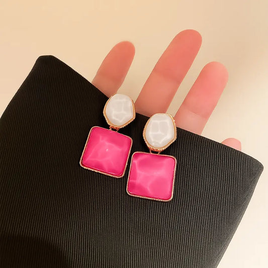Crystal Square Drop Earrings