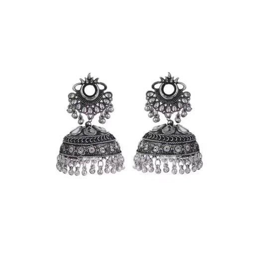 Silver-Plated Jhumka Earrings