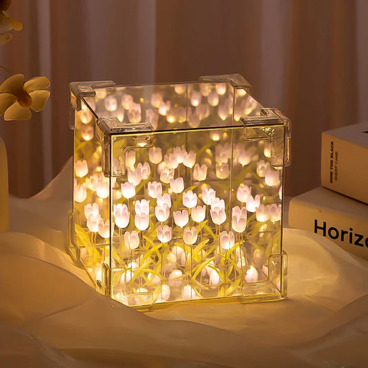 Multicolor Cube Tulip LED Night Lamp