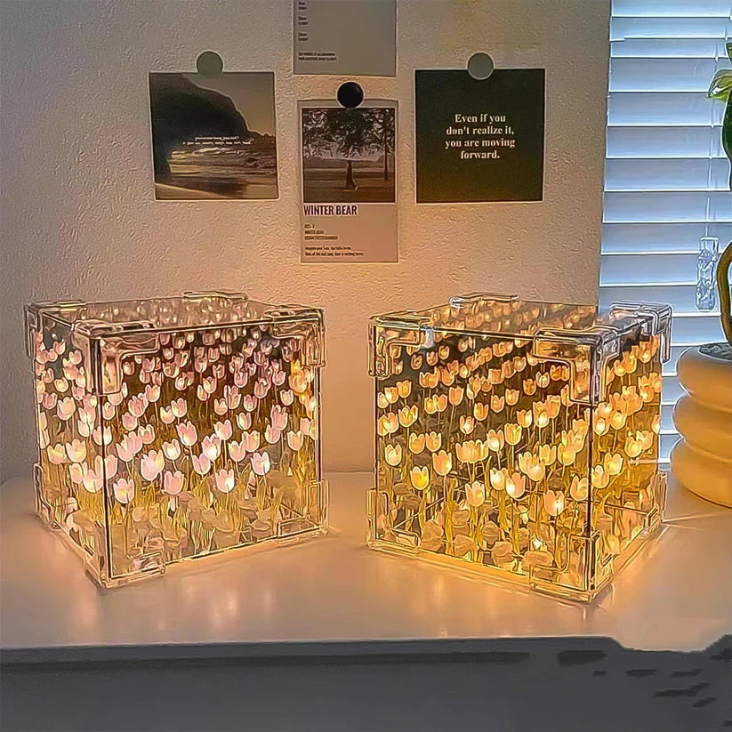 Multicolor Cube Tulip LED Night Lamp