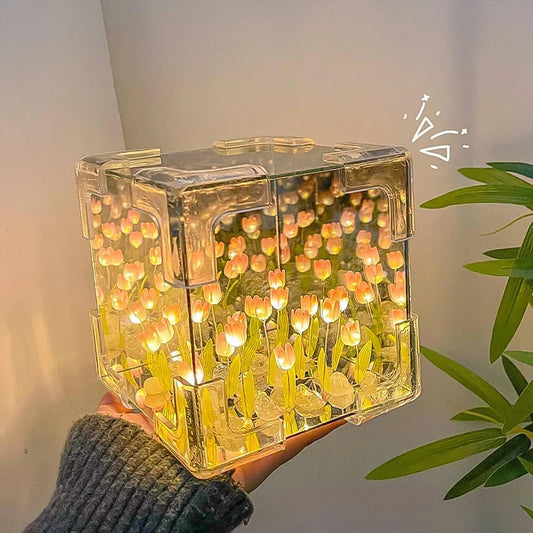 Multicolor Cube Tulip LED Night Lamp