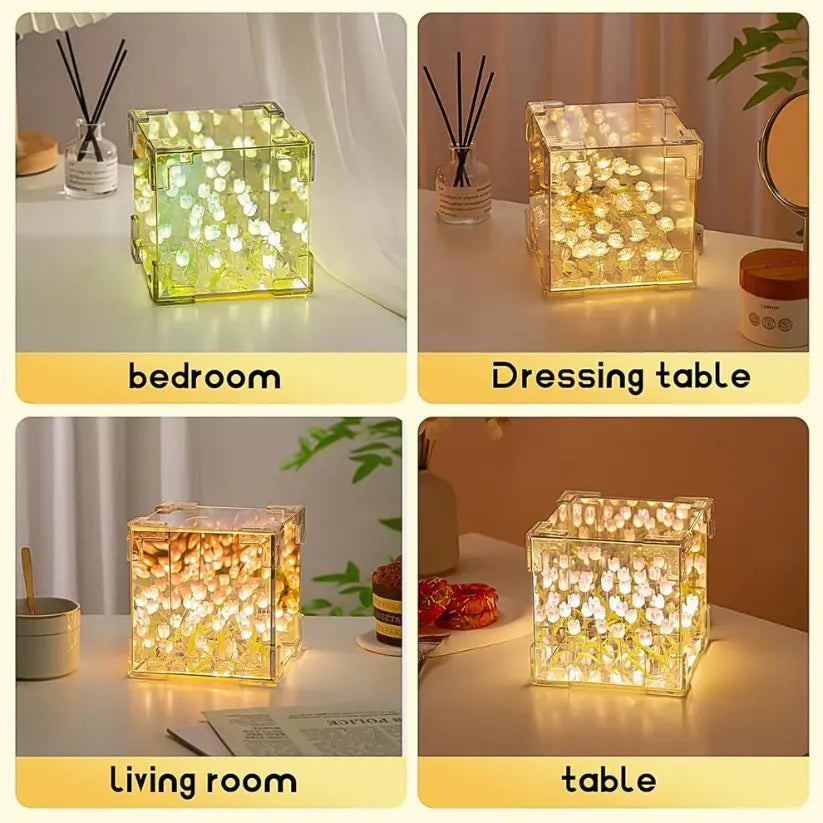 Multicolor Cube Tulip LED Night Lamp